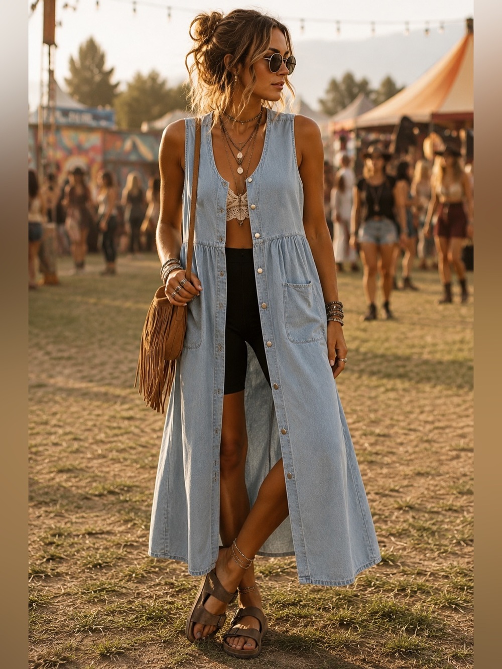 Y2K Vintage Denim Jumper Dress Cottagecore Boho Prairie Coastal Cowgirl Layering